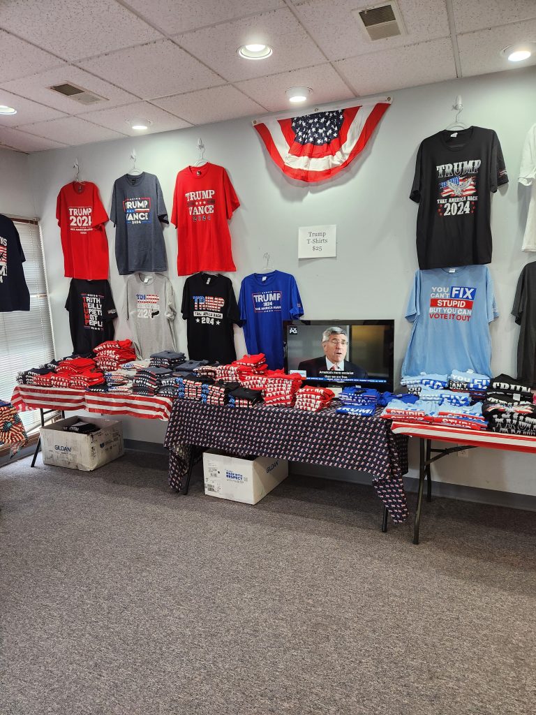 00a t-shirts left of tv